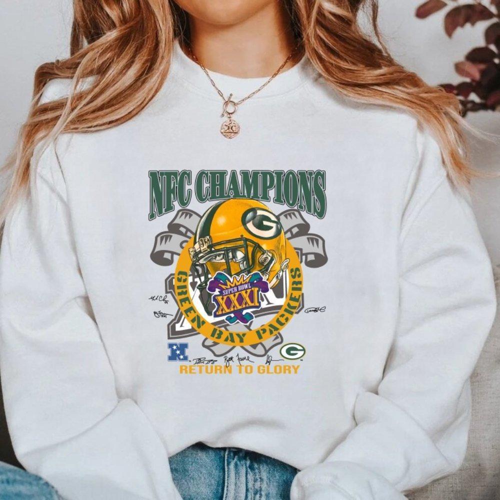 Green Bay Packers Super Bowl Xxxi Sweater, Unisex White Sweatshirt - Picture 1 of 4